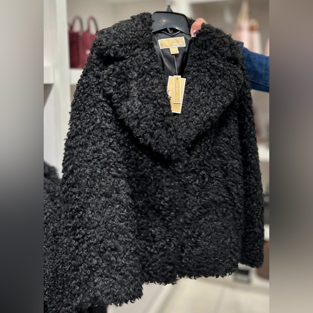 - Michael Kors coat L black Faux Fur Teddy NWT Jacket $325 - Picture 4 of 11